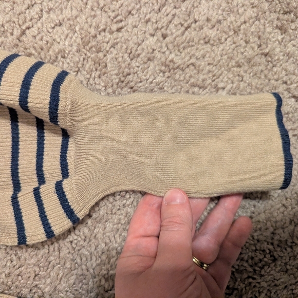 Ann Taylor Ribbed Striped Sweater - Tan/Navy - Picture 5 of 6
